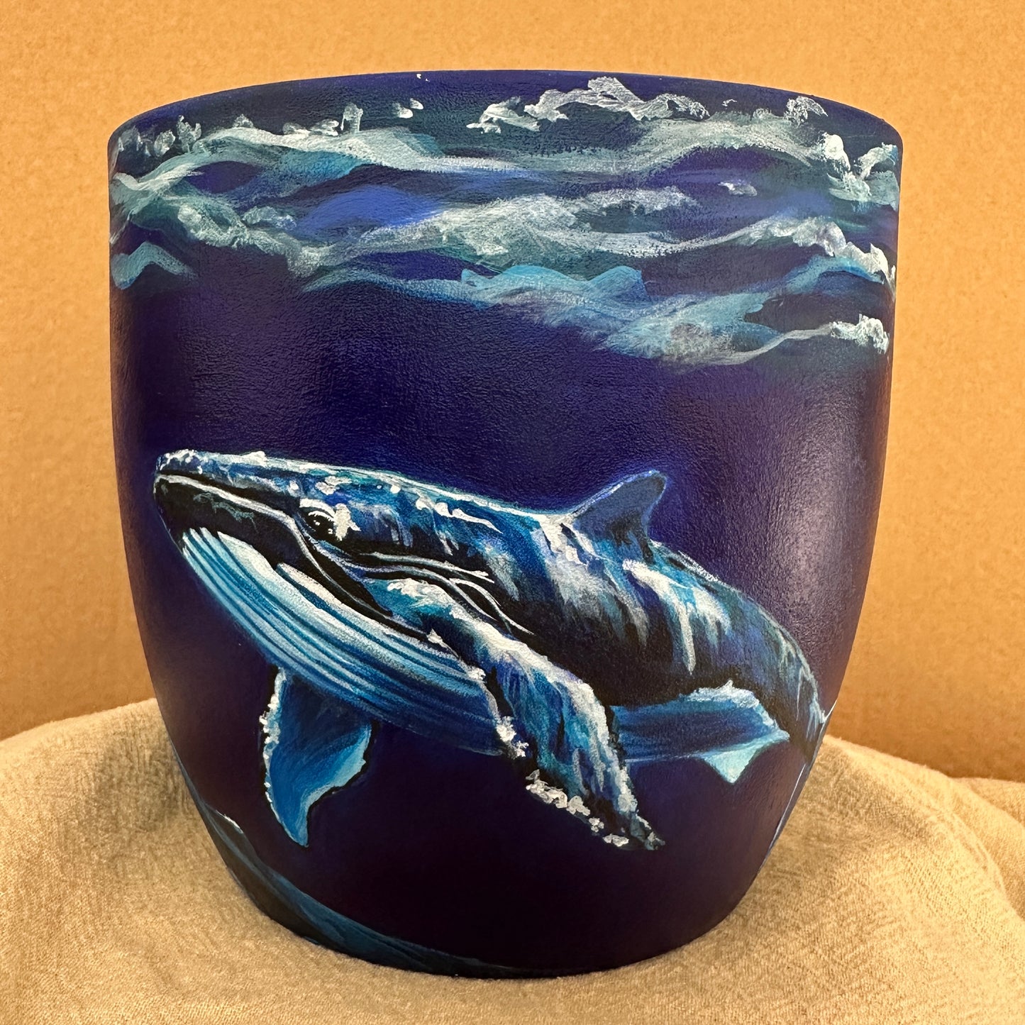 ‘Whale Song’ - Hand painted pot (Small)