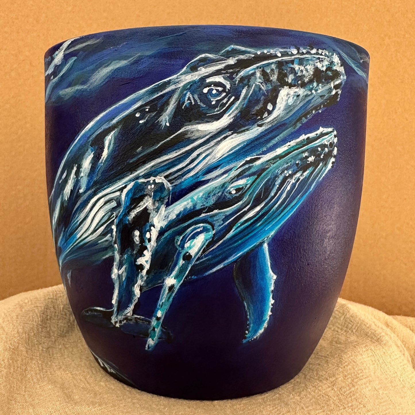 ‘Whale Song’ - Hand painted pot (Small)