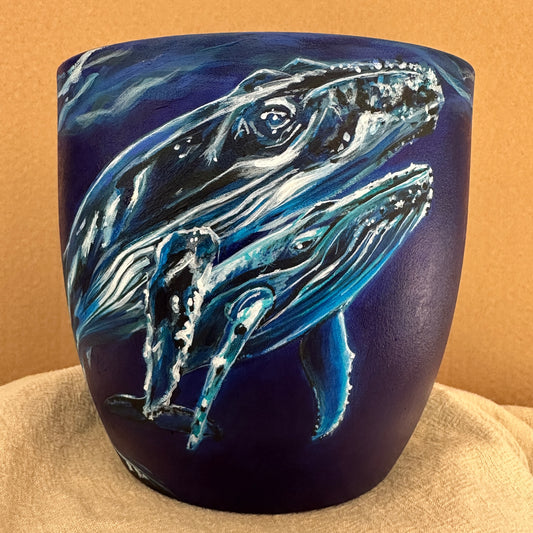 ‘Whale Song’ - Hand painted pot (Small)