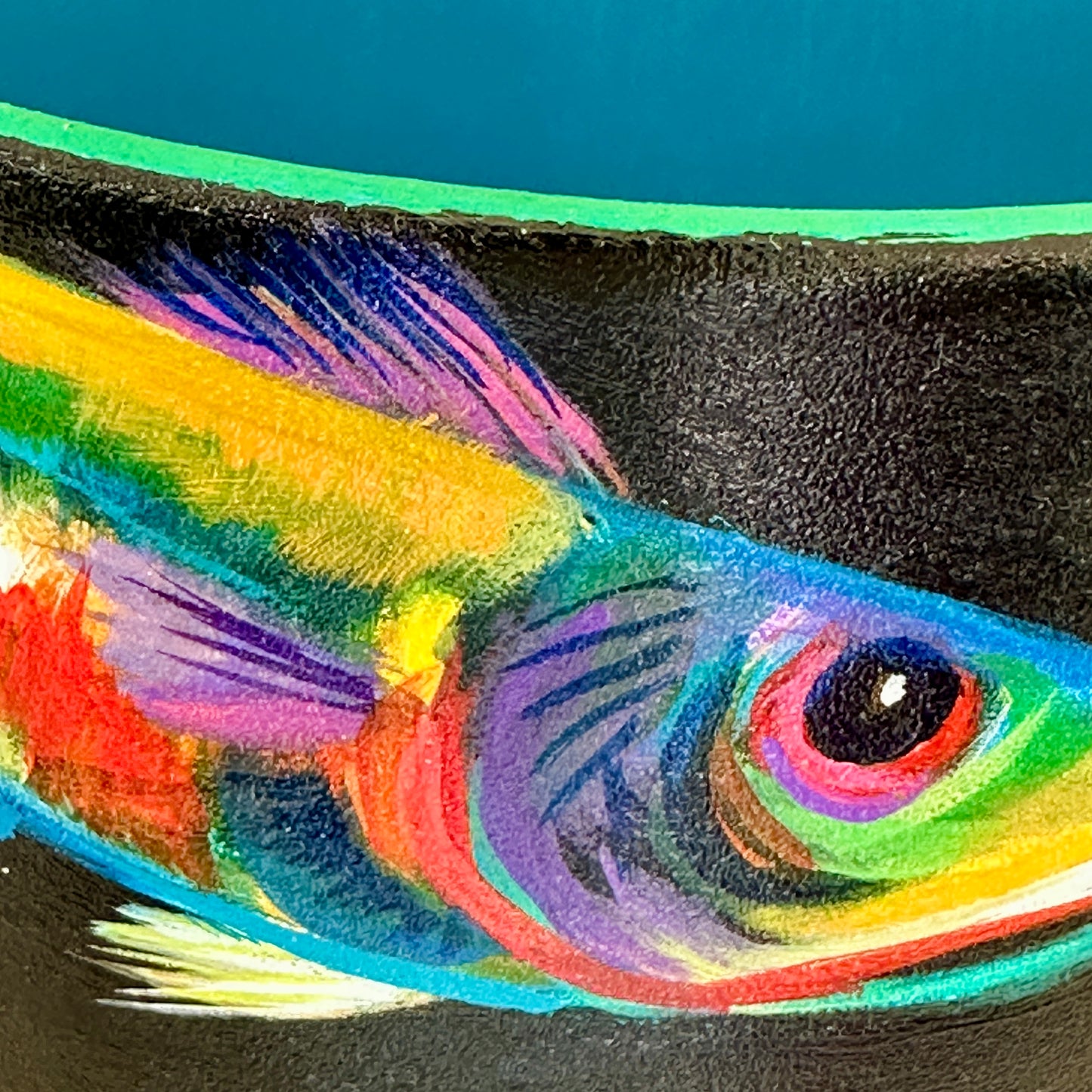 ‘Emerald Tide’ – Hand painted Fish Pot (Small)