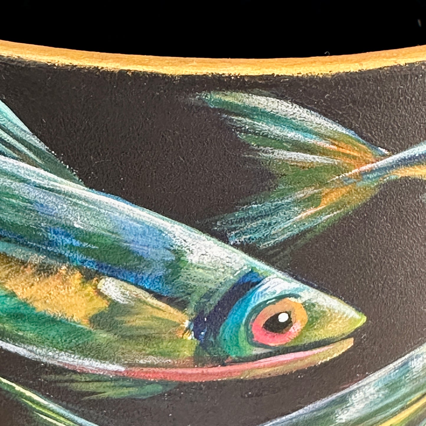 ‘Golden Tide’ – Hand painted Fish Pot (Small)