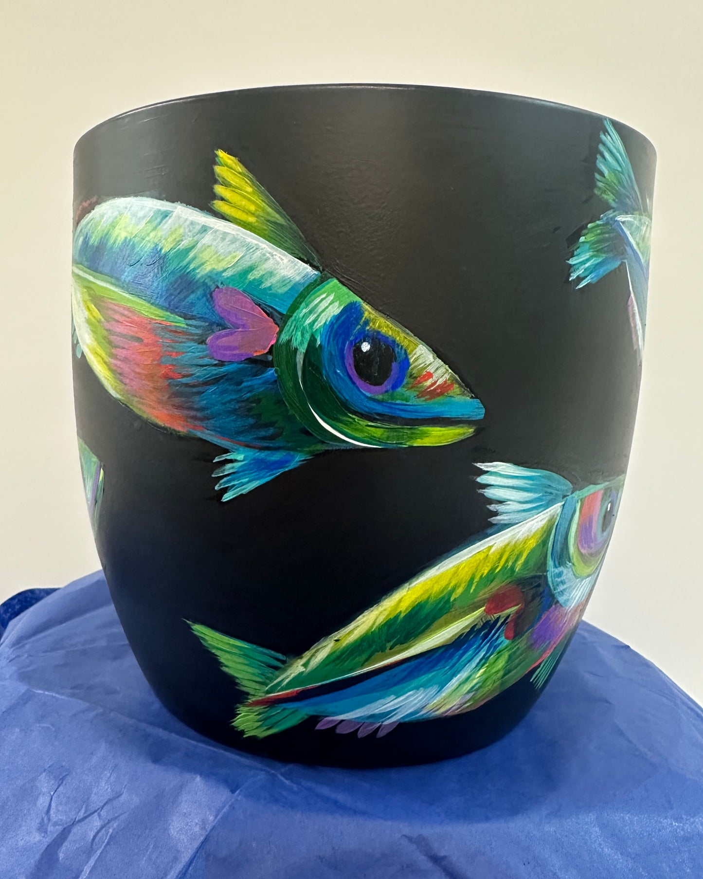 ‘Purple Flash’ – Hand painted Fish Pot (Small)