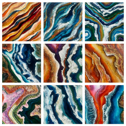 The Earth Thread – Original Framed Collection of 9 Miniature paintings