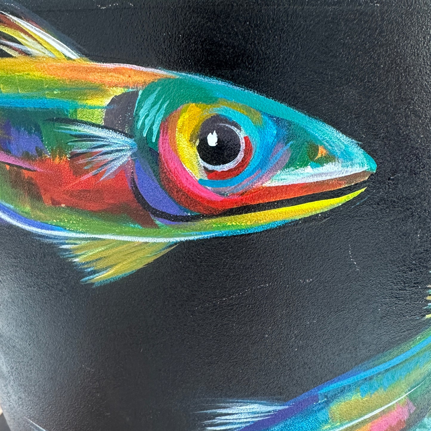 ‘Azure Drift’ – Hand painted Fish Pot (Large)