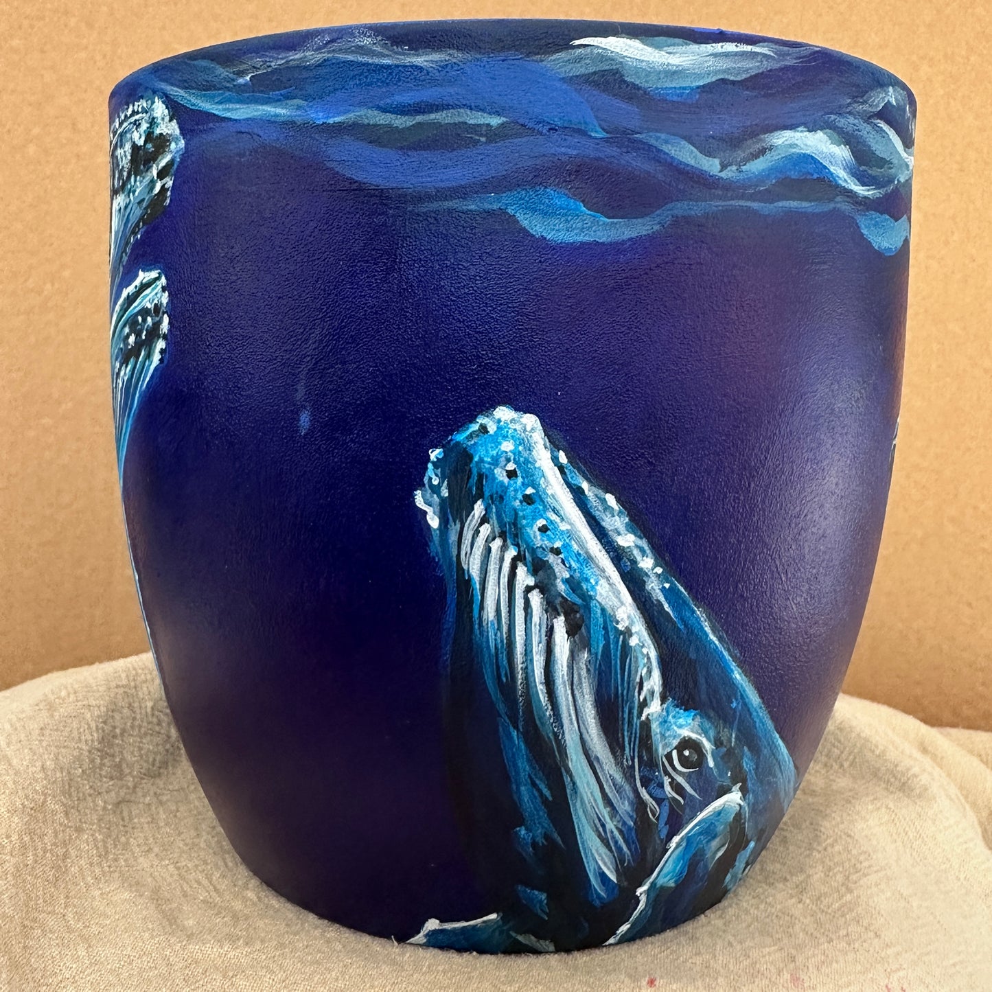 ‘Whale Song’ - Hand painted pot (Small)