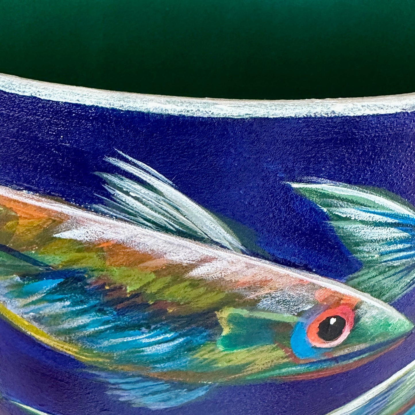 ‘Silver Moon’ – Hand painted Fish Pot (Large)
